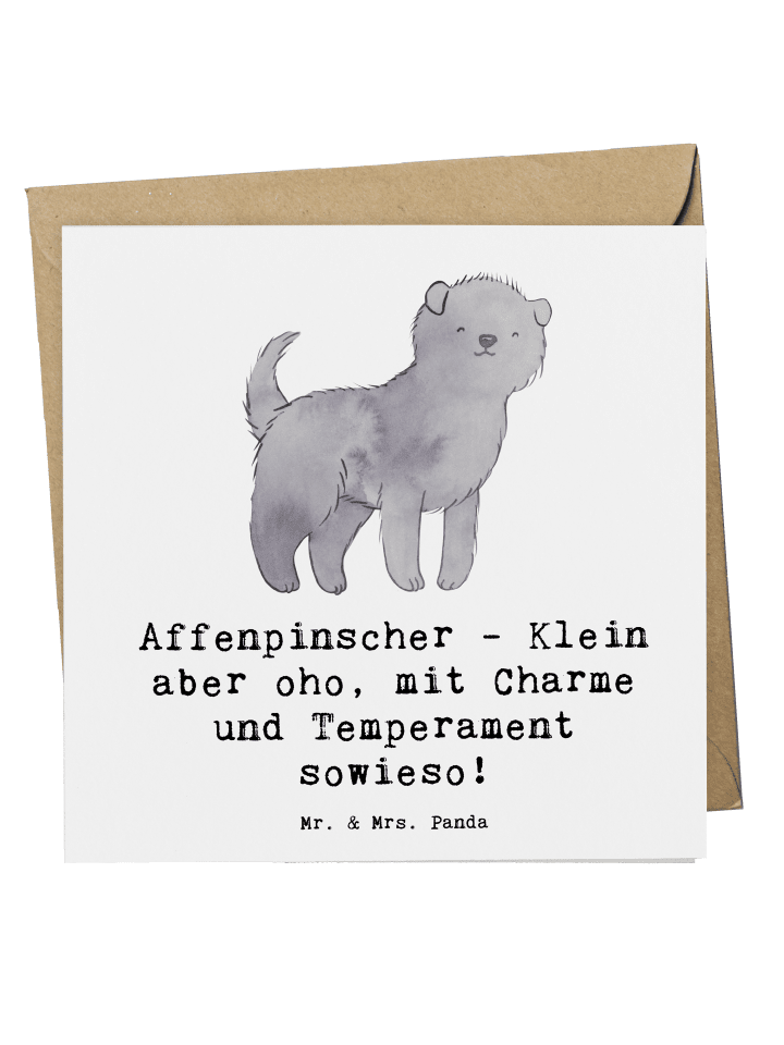Deluxe Karte Affenpinscher Charme mit Spruch in Weiß