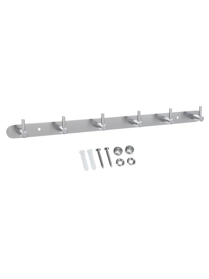 Garderobenleiste - Kleiderhaken Garderobe in Silber - Modell B (6 Haken)
