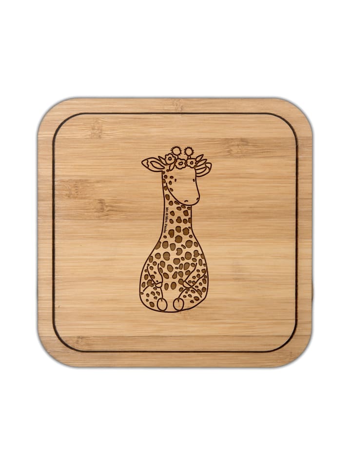 Glasuntersetzer Giraffe Blumenkranz ohne Spruch in Transparent