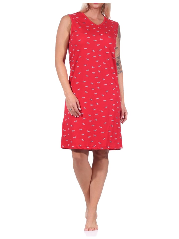 Achselträger Nachthemd Strandkleid - 73468 in rot