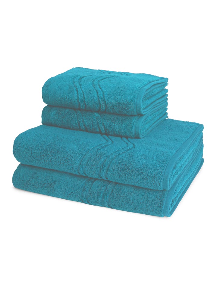 2 X Handtuch 2 X Duschtuch im Set Cashmere feeling in Petrol