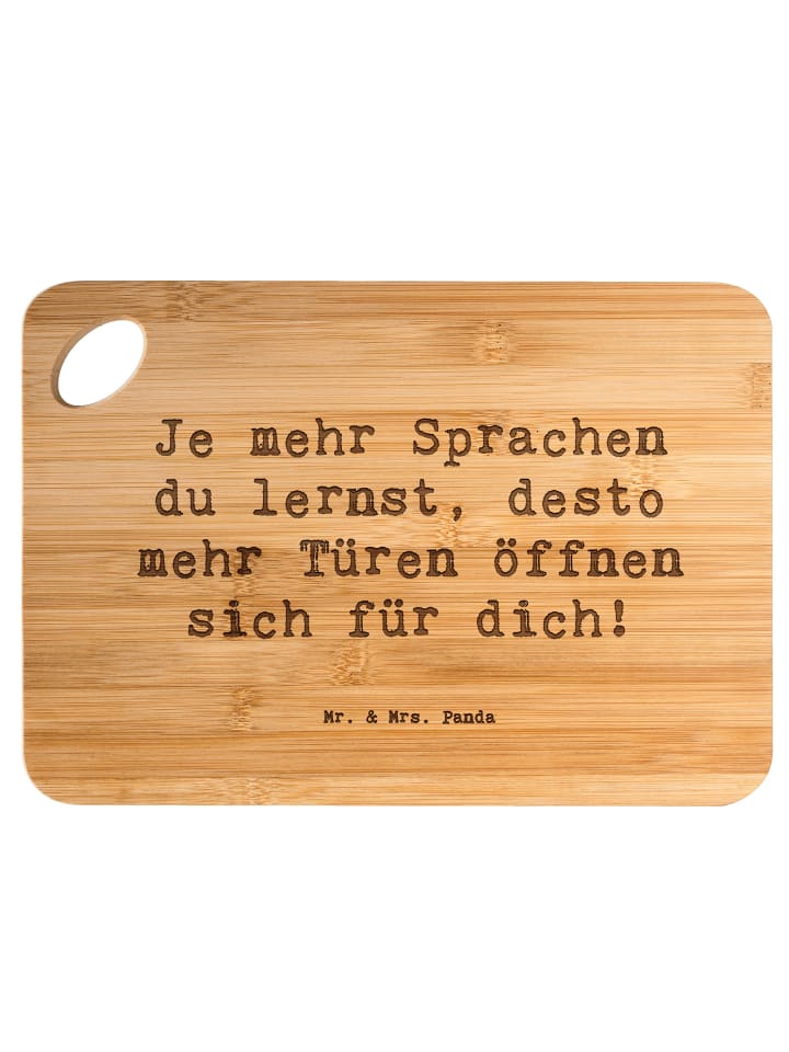 Servierplatte Spruch Sprachen lernen und anwend... in Braun