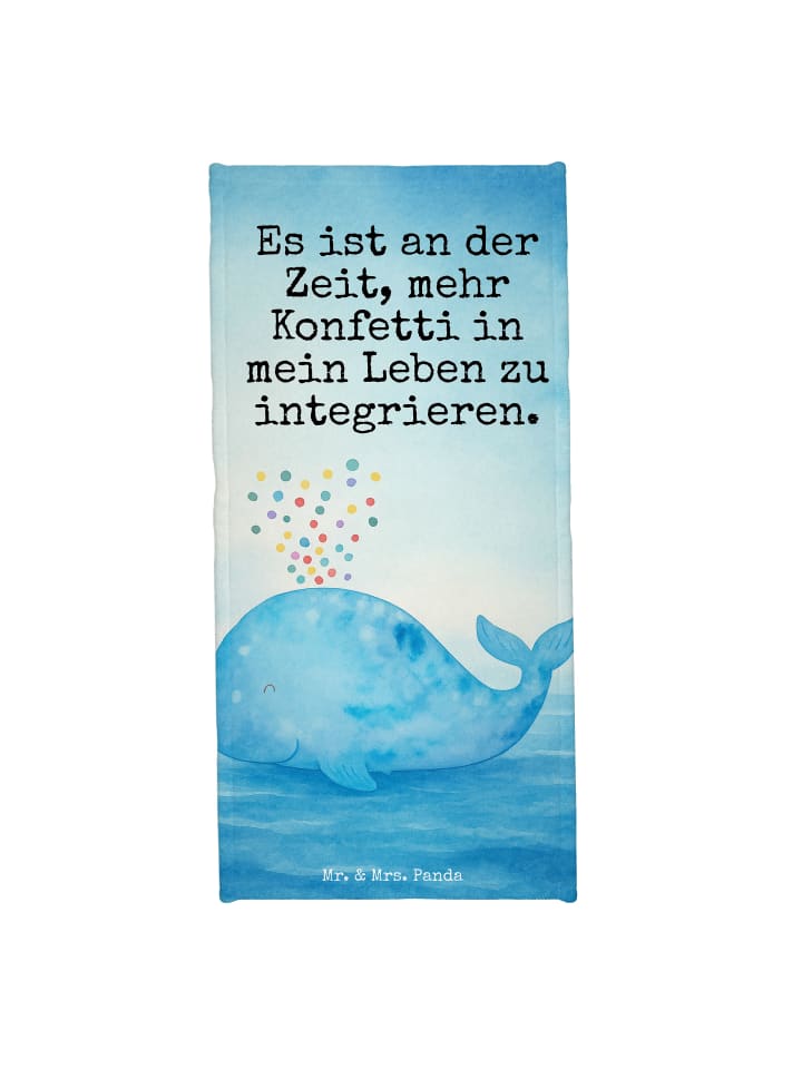 Badehandtuch Wal Konfetti Design mit Spruch in Weiß