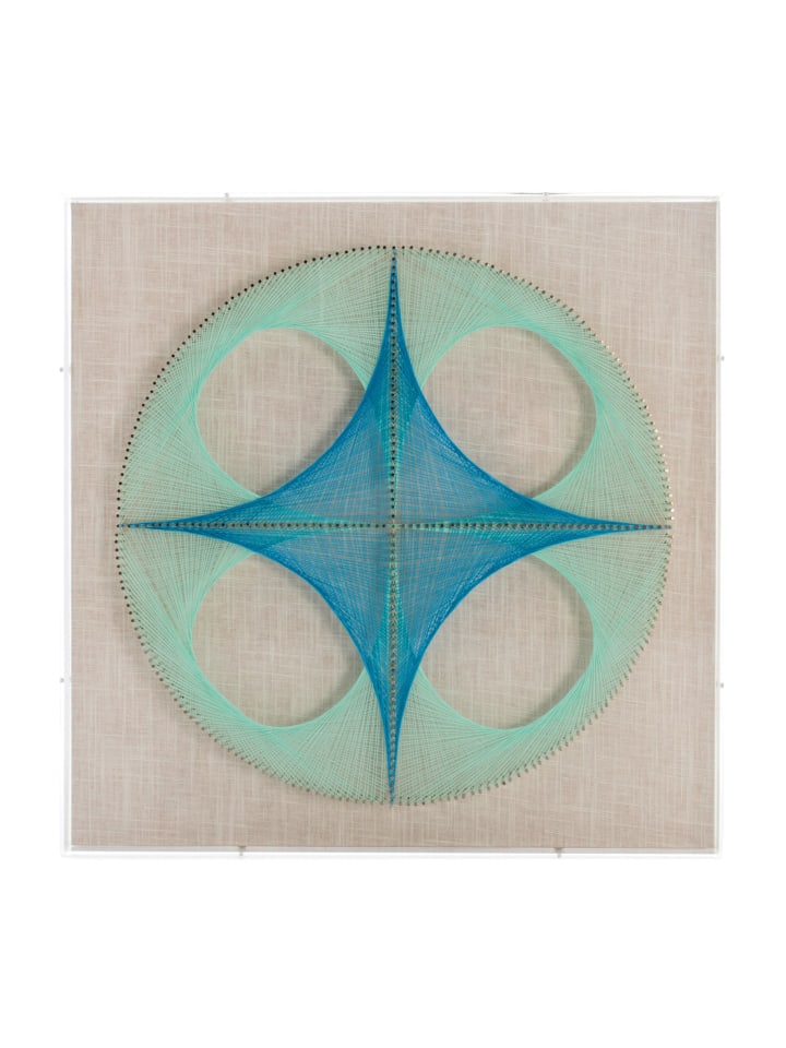 Faden-Wandbild Happiness 45 x 45 cm in multi