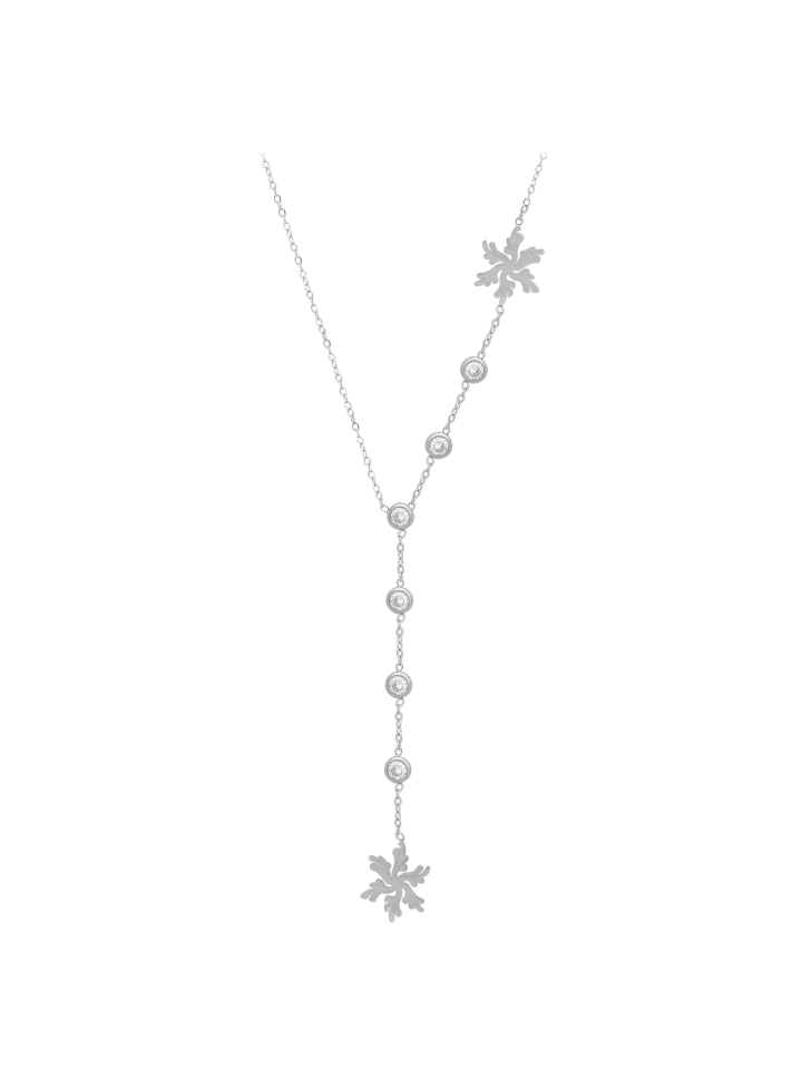 Women Crystal-Studded Lariat Necklace in Silver