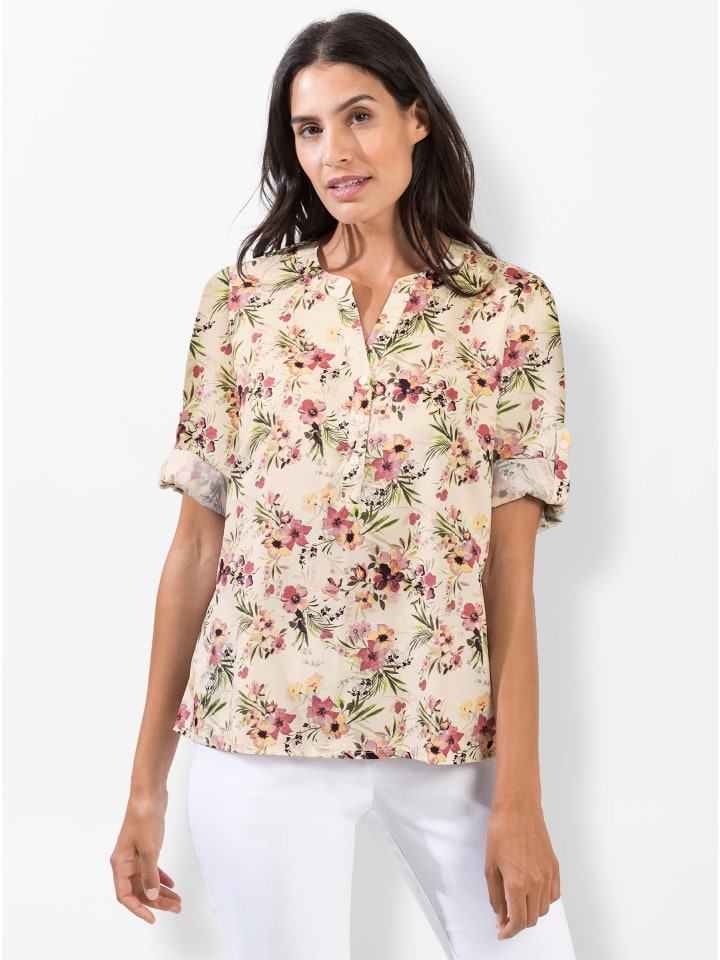 Bluse in ecru-bedruckt