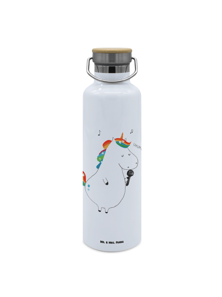 Thermosflasche Einhorn Sänger ohne Spruch in Weiß