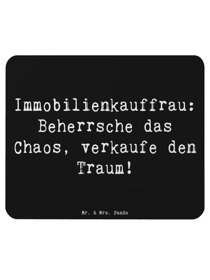Maus-Pad Spruch Immobilienkauffrau mit Spruch in Schwarz