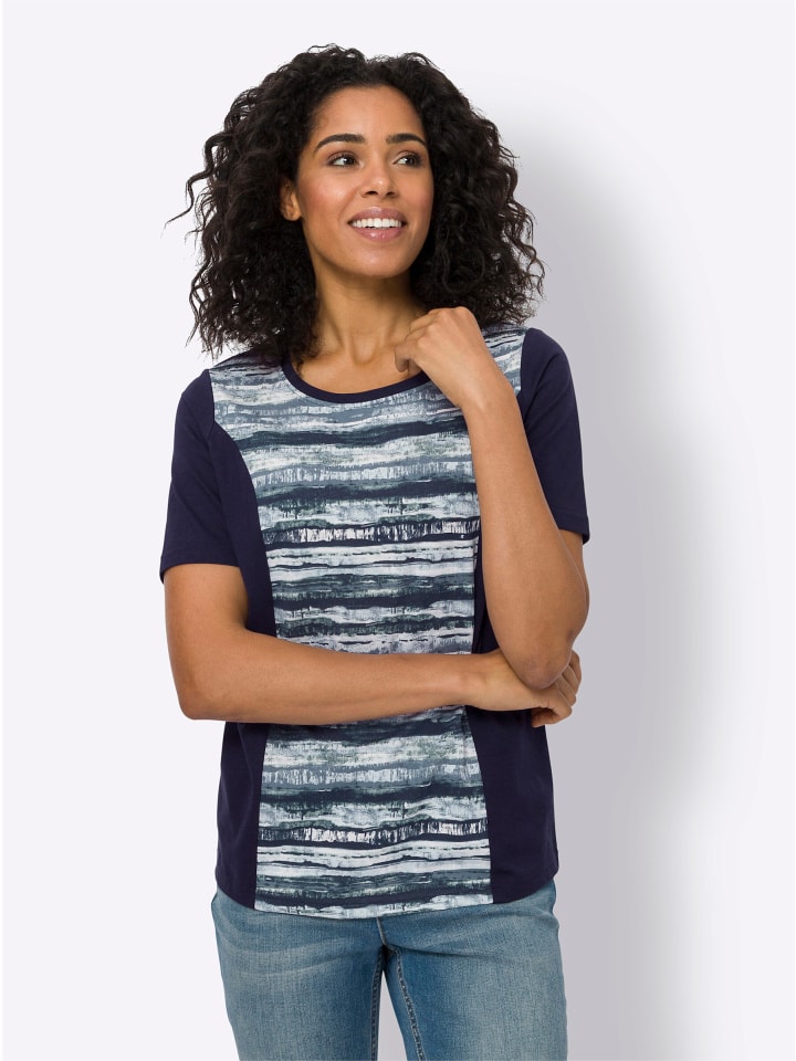 Shirt in marine-hellblau-bedruckt