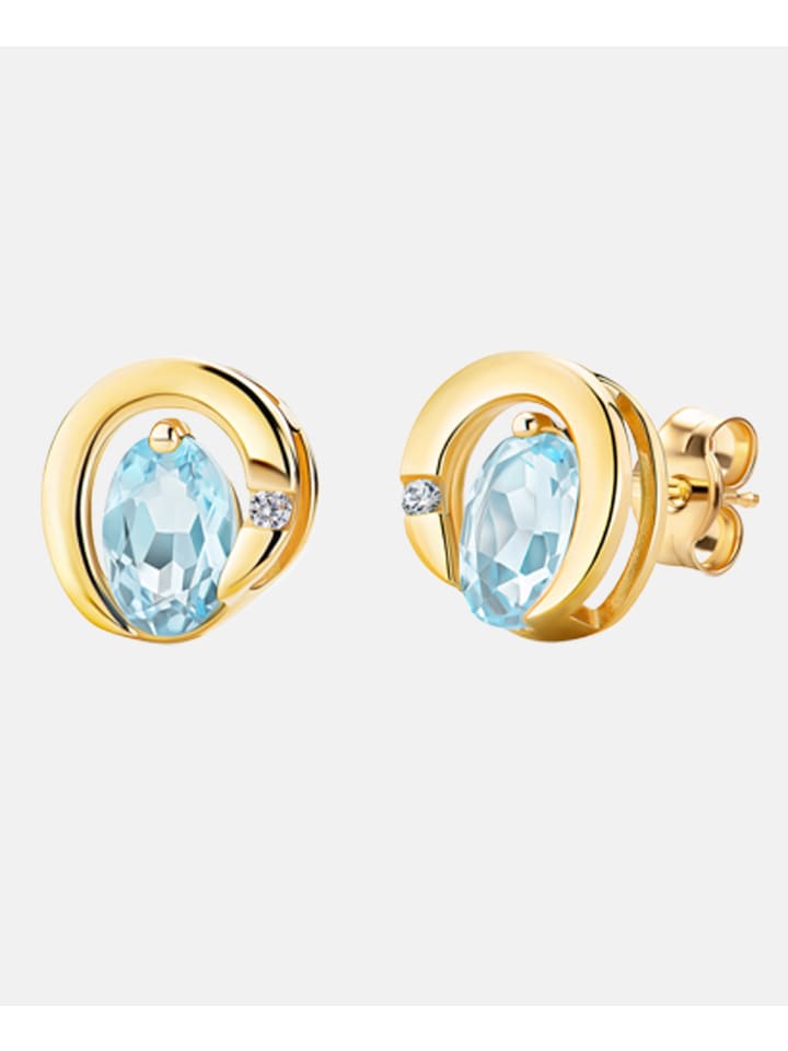 Ohrringe aus 585 Gelbgold mit 1.09 Karat Diamant mit Topas