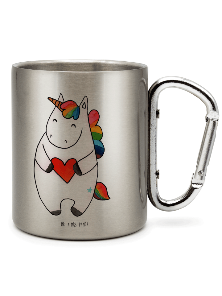 Thermobecher Einhorn Herz ohne Spruch in Silber