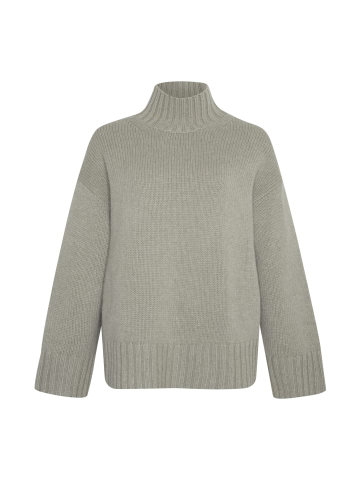 Rollkragenpullover OVERSIZED BOXY Kaschmir-Woll-Gemisch in Olive Melange