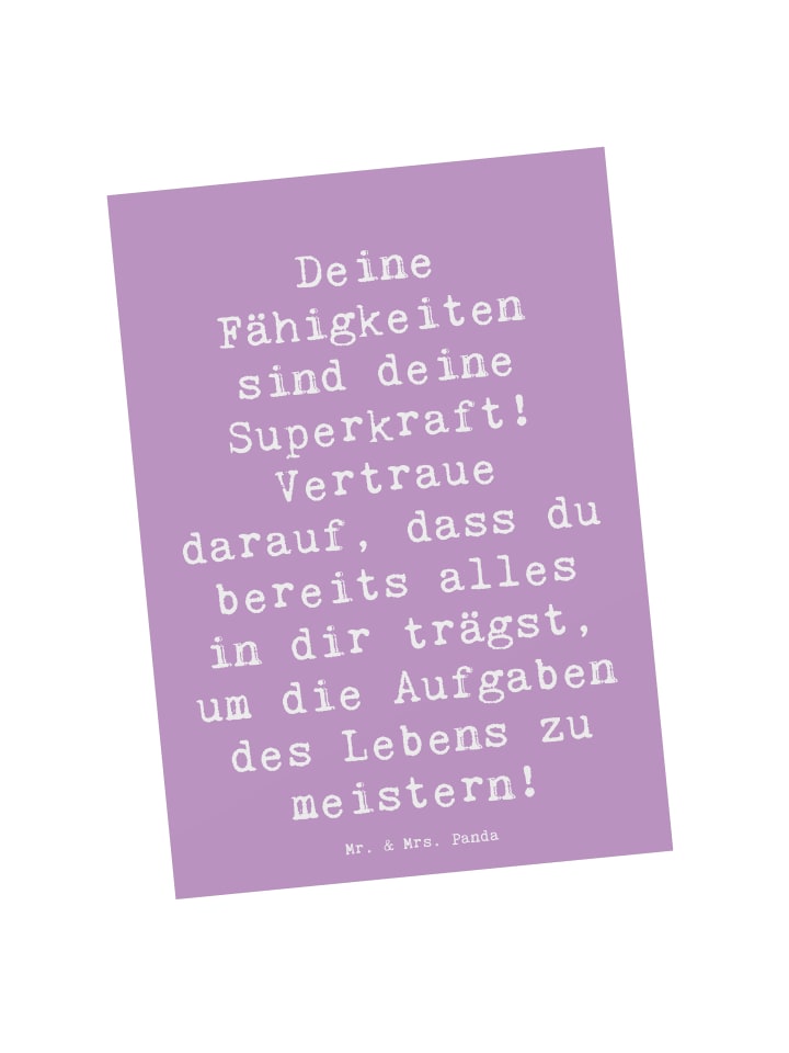 Ansichtskarte Spruch Vertrauen in Fähigkeiten m... in Lavendeltraum