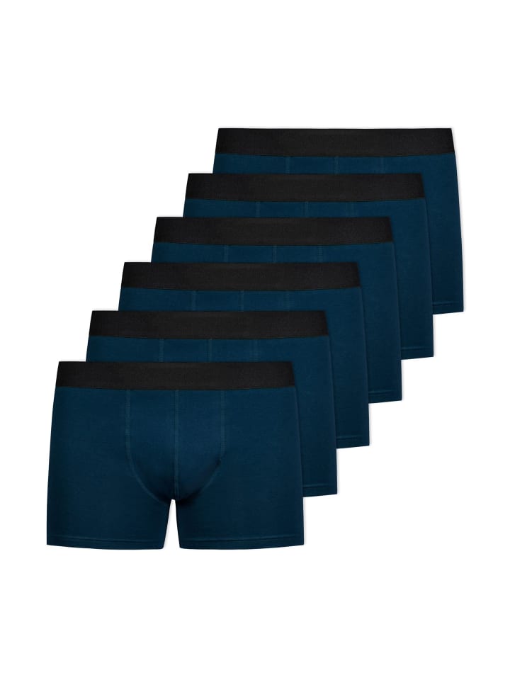 Boxershorts ohne Logo aus Bio-Baumwolle Blau 6 Stück