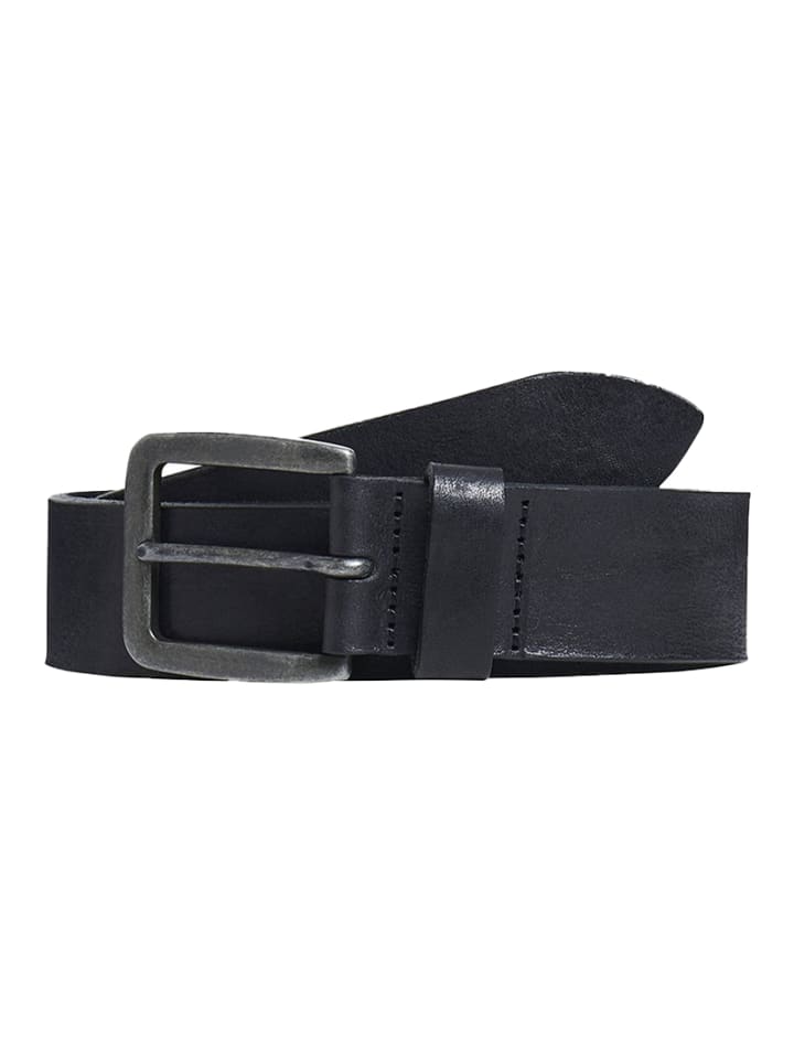 Ledergürtel JACVICTOR Leather Belt Metallstiftschnalle in Schwarz