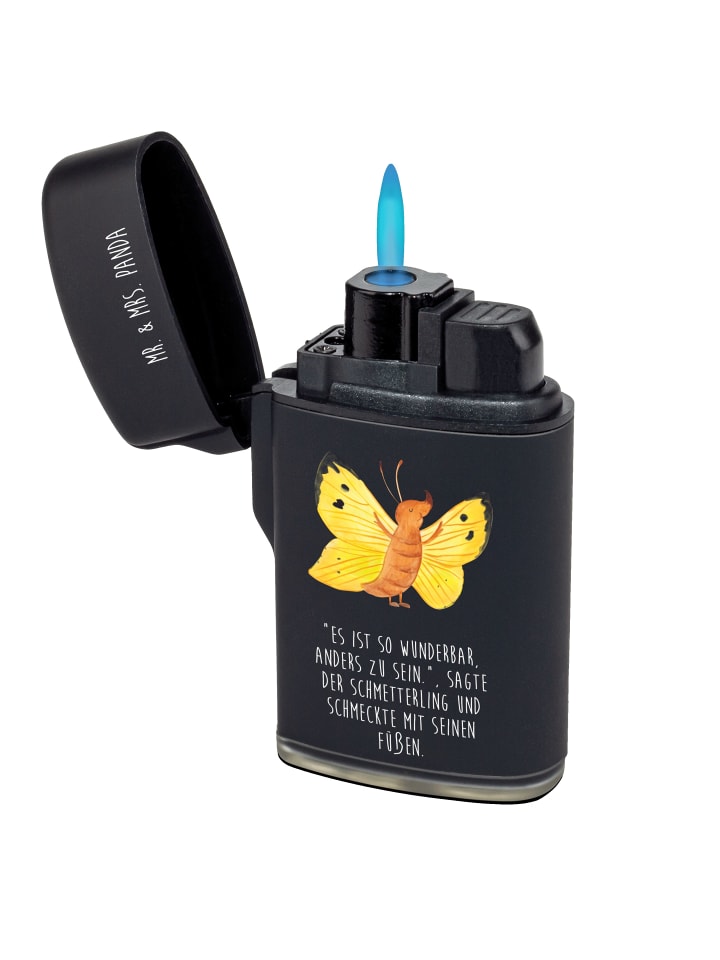 Feuerzeug Schmetterling Zitronenfalter mit Spruch in Schwarz