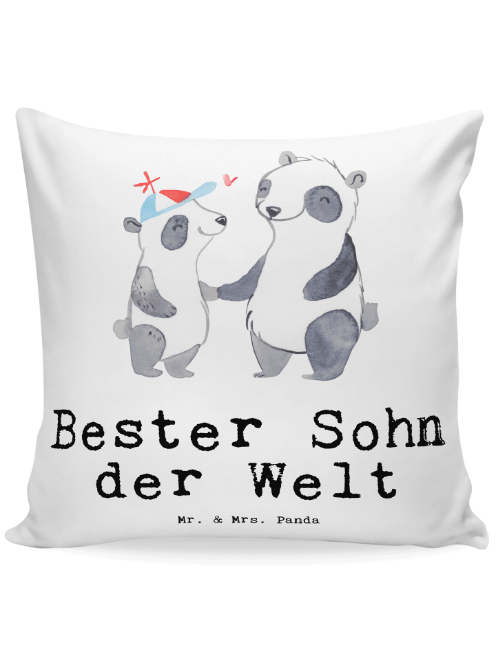40x40 Kissen Panda Bester Sohn der Welt mit Spruch in Weiß