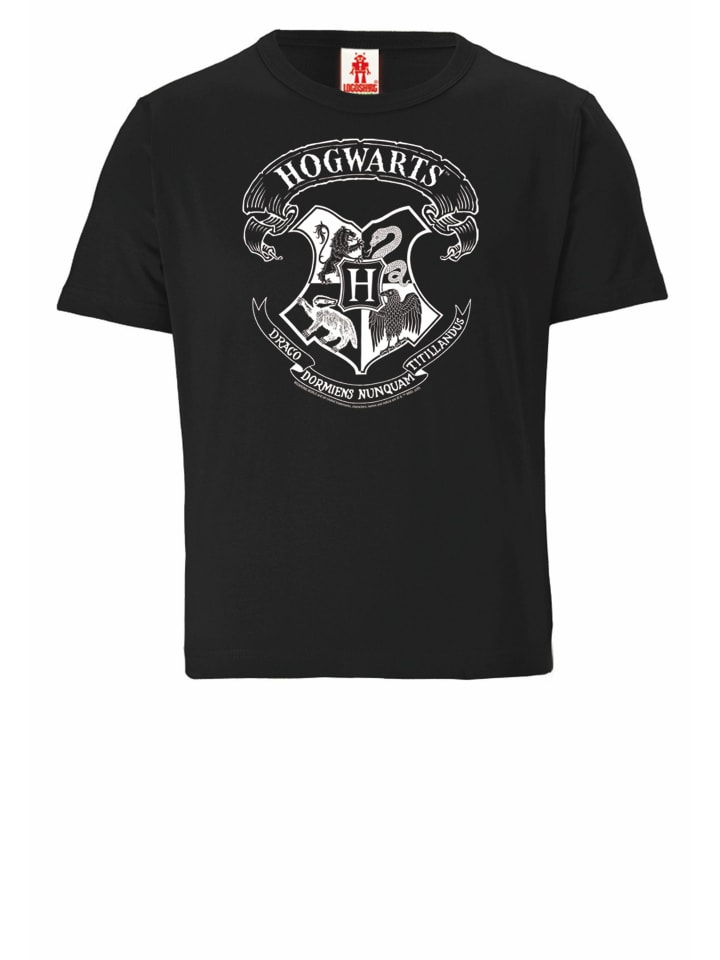T-Shirts Harry Potter – Hogwarts Logo in schwarz