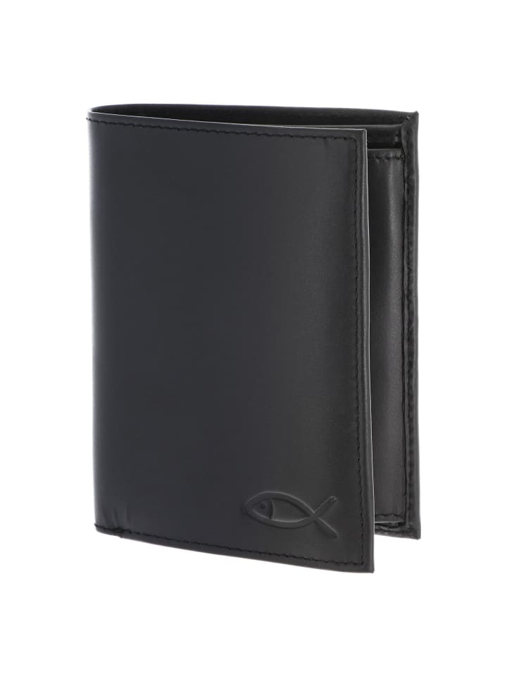 Leather Geldbörse RFID Schutz Leder 13 cm schwarz-freedom fish
