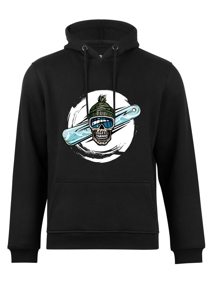 Kapuzensweatshirt Skull on Snowboarding in schwarz