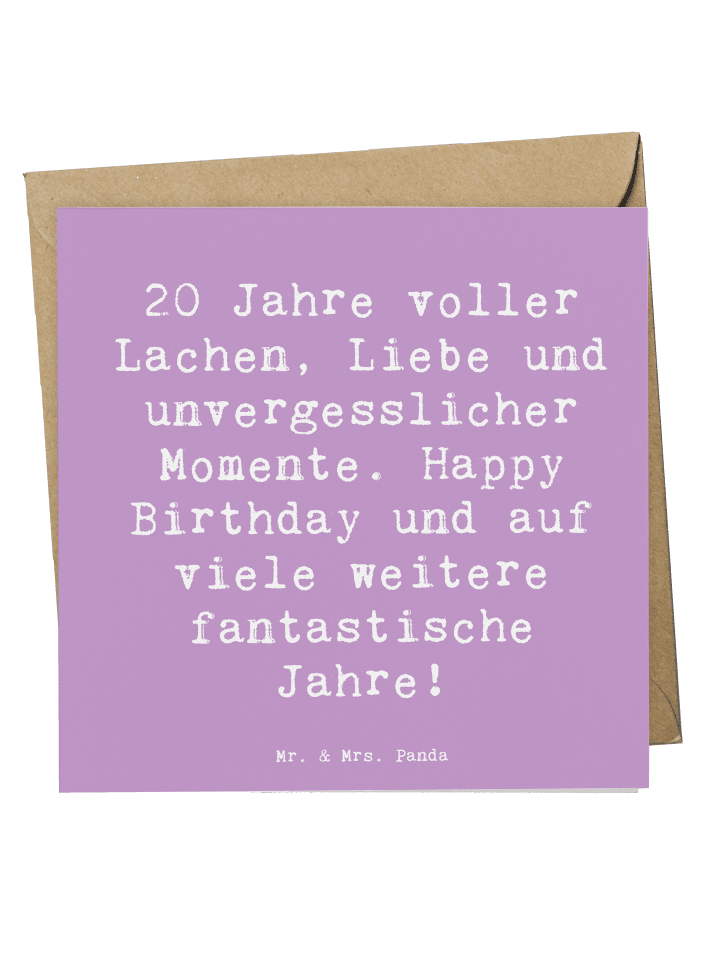 Deluxe Karte 20. Geburtstag Feiern mit Spruch in Lavendeltraum