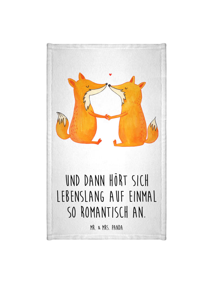 Gästehandtuch Füchse Liebe mit Spruch in Weiß