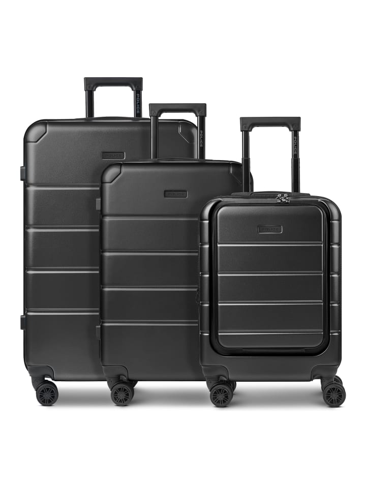 Dublin 4 Rollen Kofferset 3-teilig mit Dehnfalte black