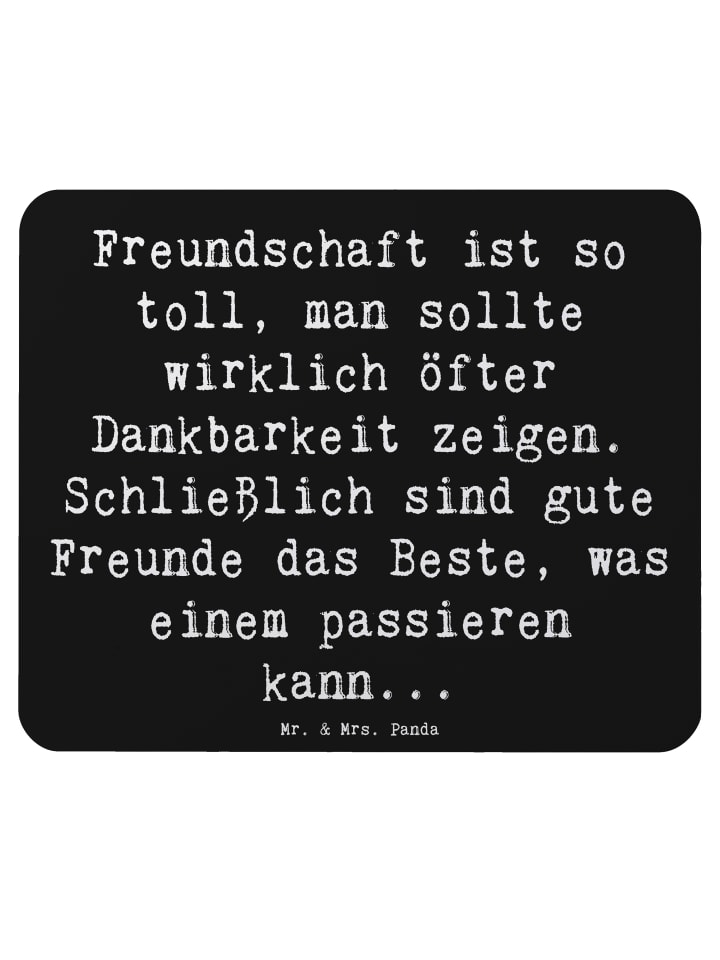 Maus Pad Spruch Dankbarkeit für Freundschaft mi... in Schwarz
