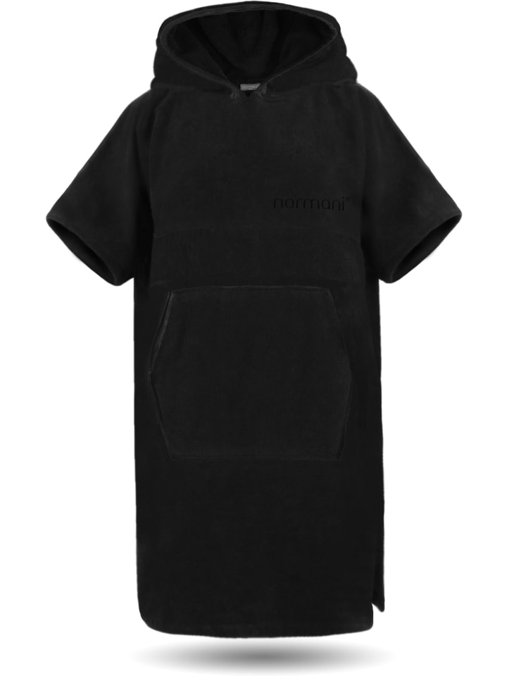 Surfer Poncho - Baumwoll Bademantel mit Kapuze Surfer Poncho in Schwarz