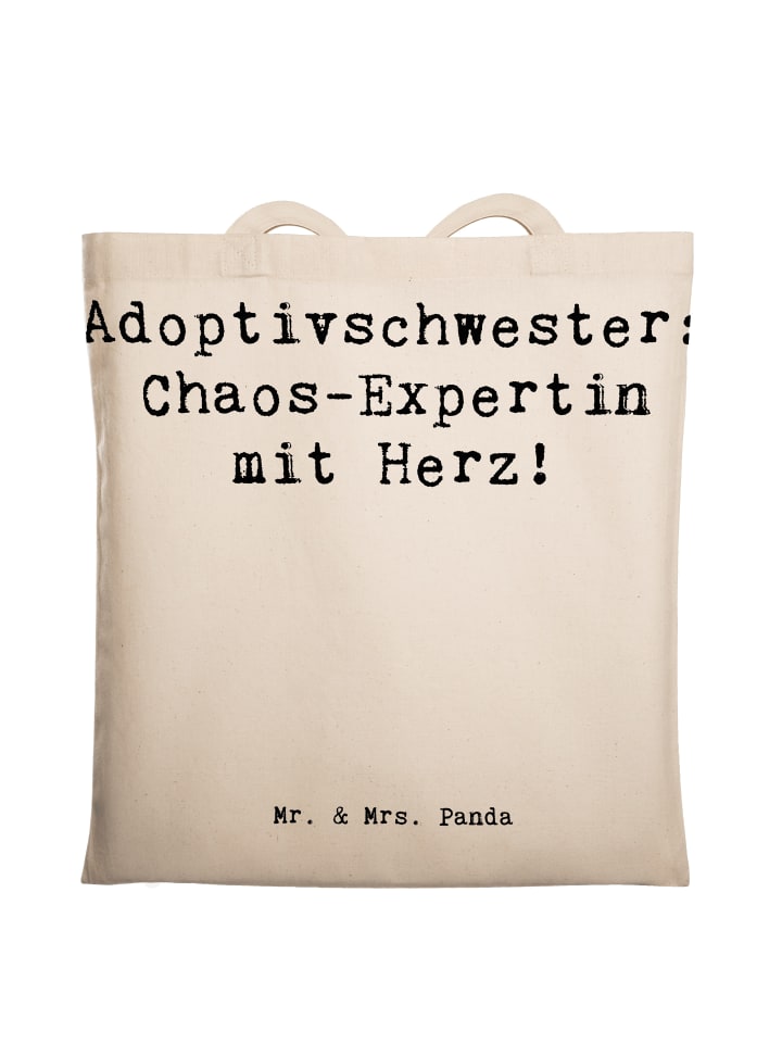 Tragetasche Adoptivschwester Chaos mit Spruch in Creme