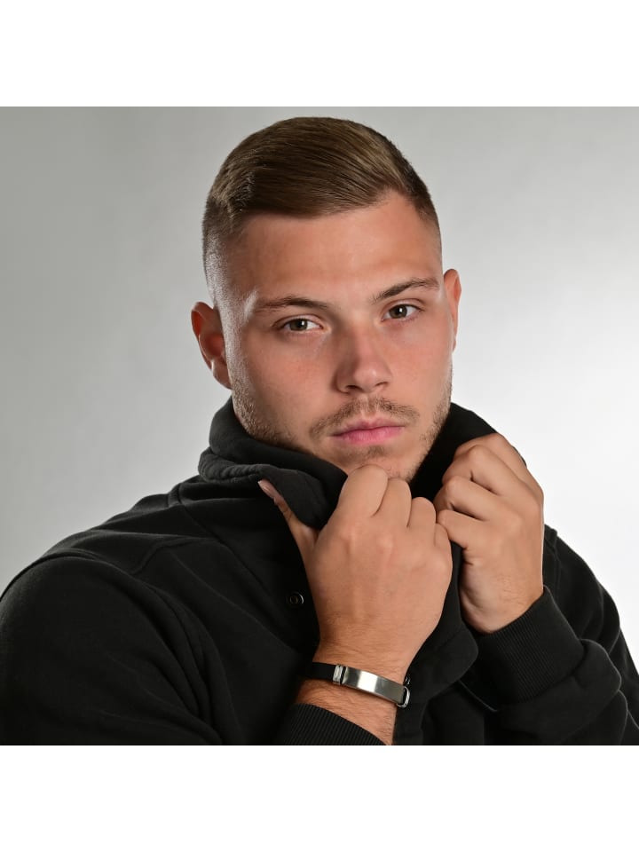 Herren Armband aus Leder 21 cm in schwarz