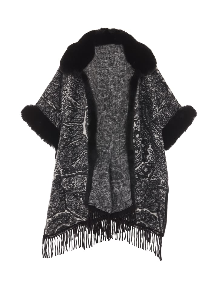 Women Poncho in Schwarz