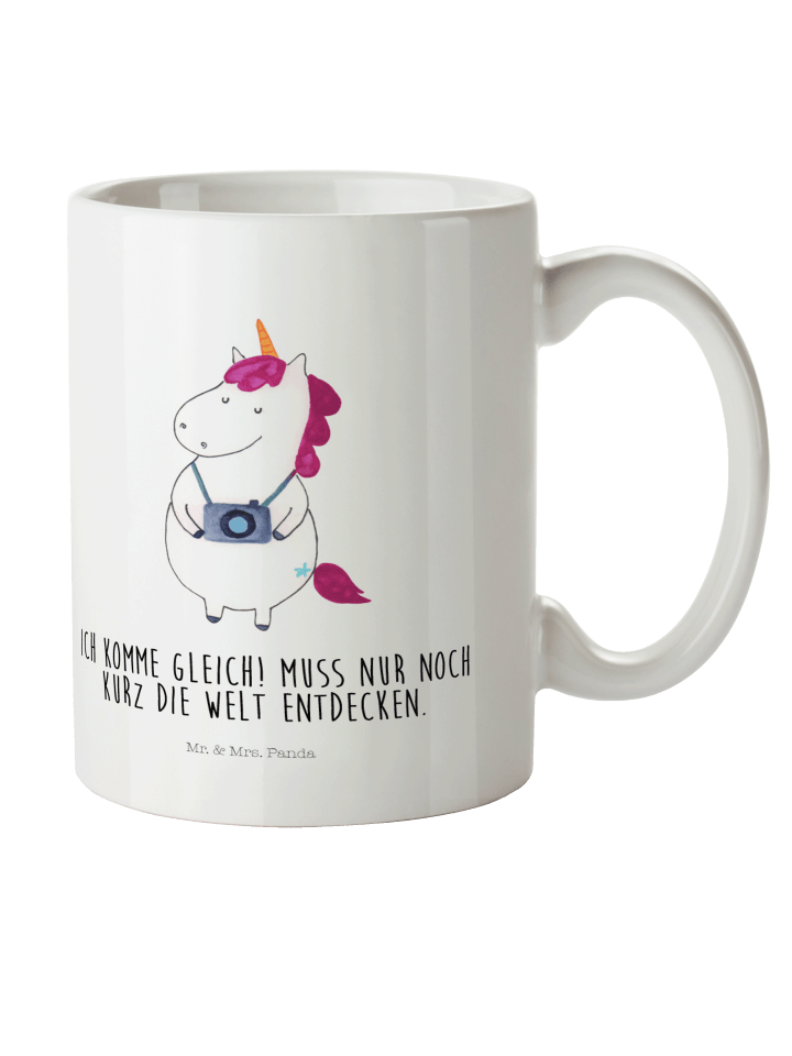 Kaffeebecher Einhorn Fotograf mit Spruch in Weiß