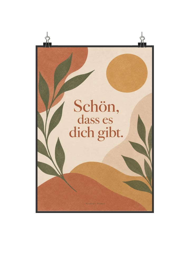 Wandbild Pflanze minimalistisch Design mit Spruch in Weiß