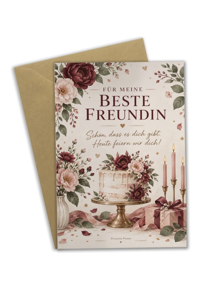 Geburtstagskarte Freundin elegant Design mit Sp... in Weiß