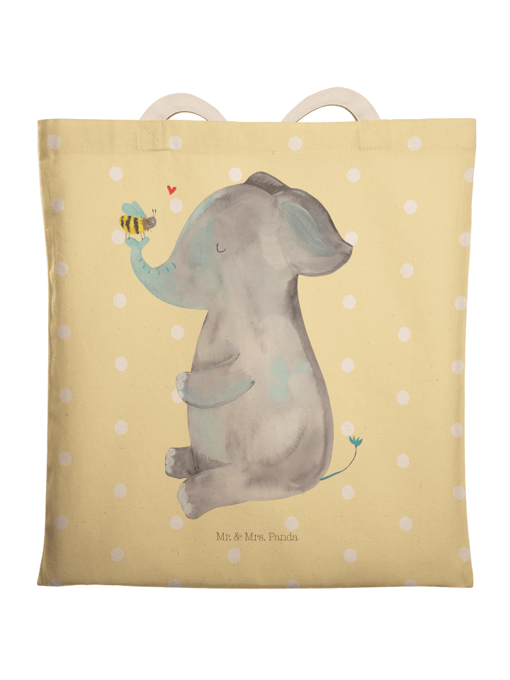 Henkeltasche Elefant Biene ohne Spruch in Gelb Pastell