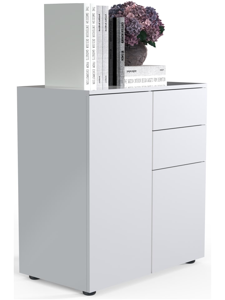 Holz Kommode Sideboard Anrichte Dalosa 4 Schublade in Weiß