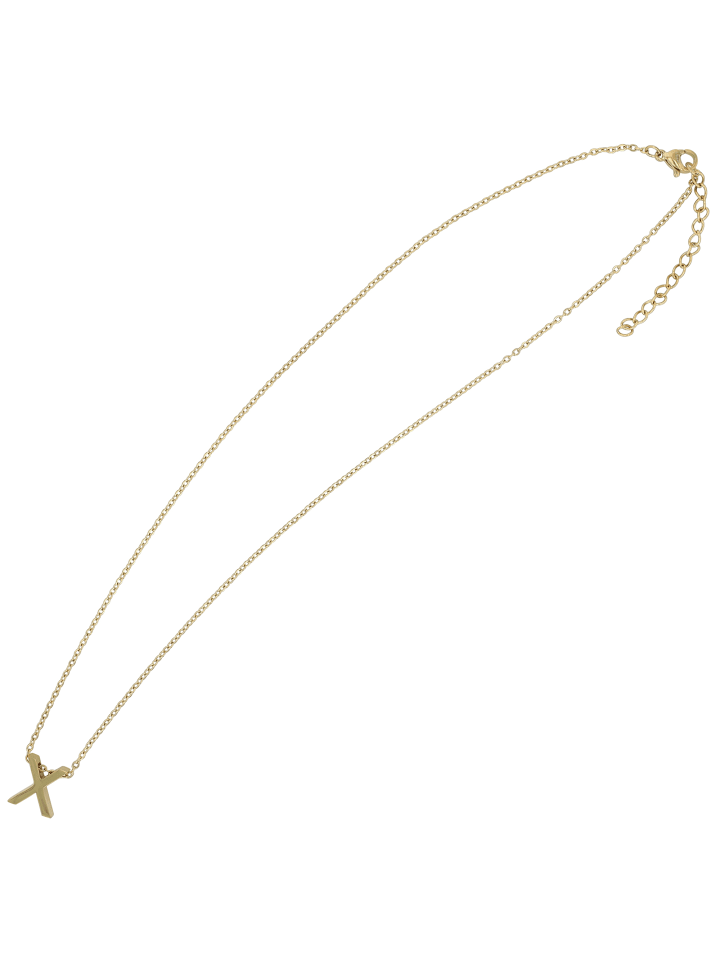 Damen Halskette – Buchstabe N aus Edelstahl 45+5 in gold