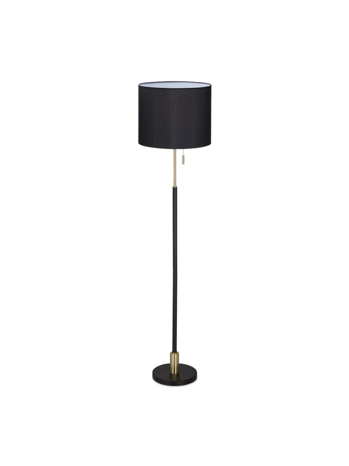 Stehlampe in Schwarz/Gold - (H)163 cm