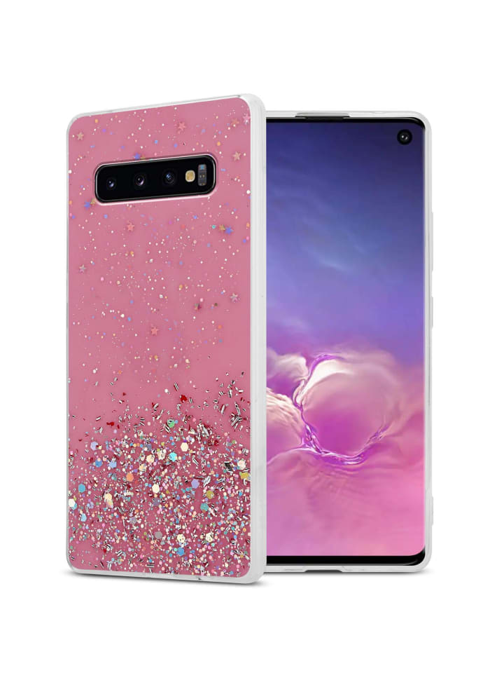 Hülle für Samsung Galaxy S10 4G Glitter in Rosa mit Glitter