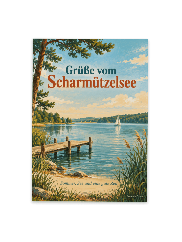Postkarte See idyllisch Design mit Spruch in Weiß
