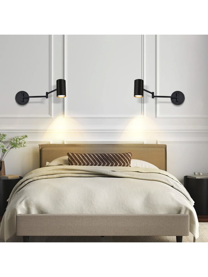 2er-Set Wandleuchte in schwarz GU10 schwenkbar lampe