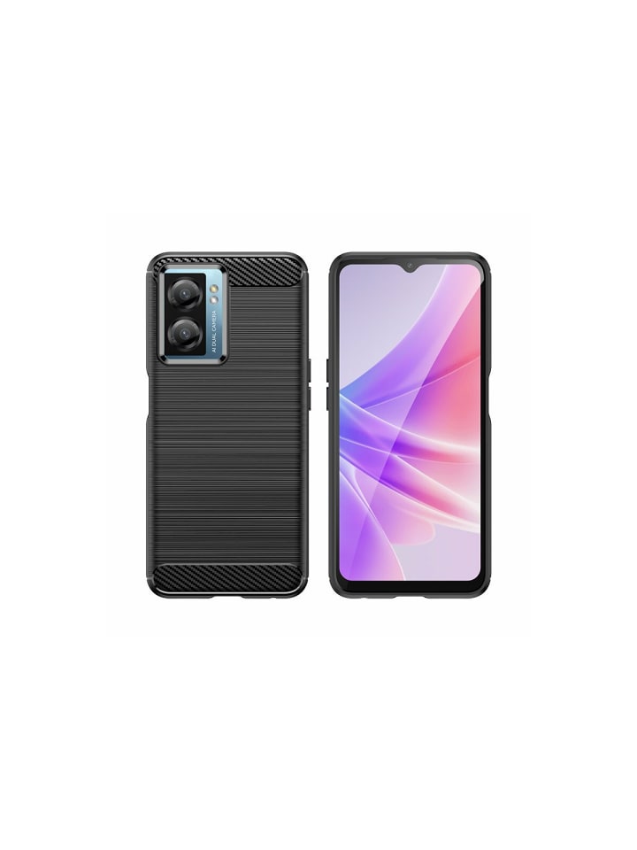 Carbon Case Hülle kompatibel mit Oppo A57 5G Schwarz in Schwarz