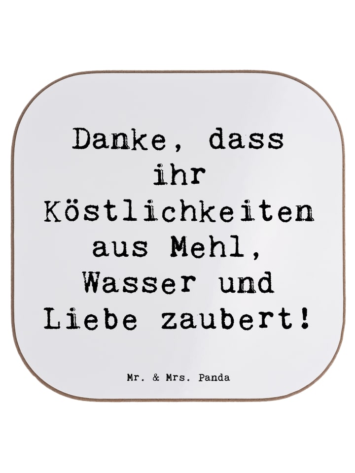 Untersetzer Spruch Bäcker-Dank mit Spruch in Weiß