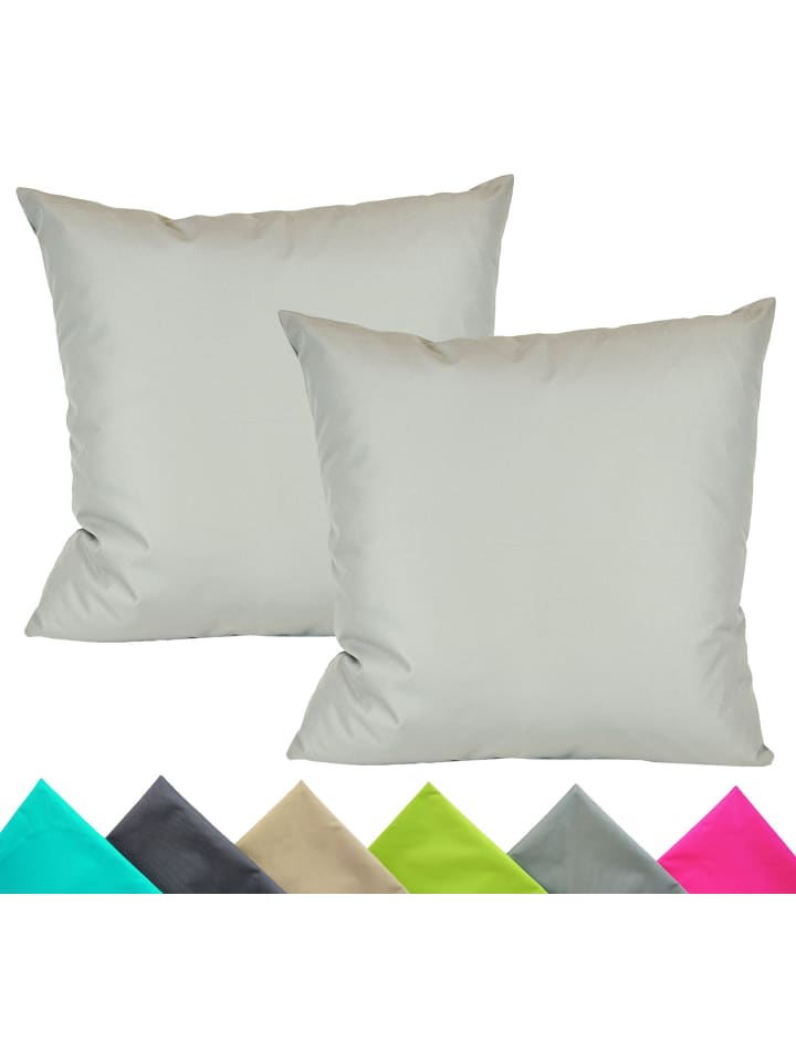 2er Set Outdoor Kissenhülle 40x40cm Uni in Hellgrau