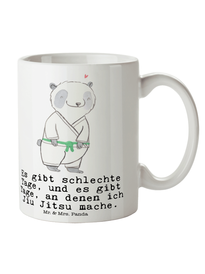 Kaffeetasse Panda Jiu Jitsu mit Spruch in Weiß