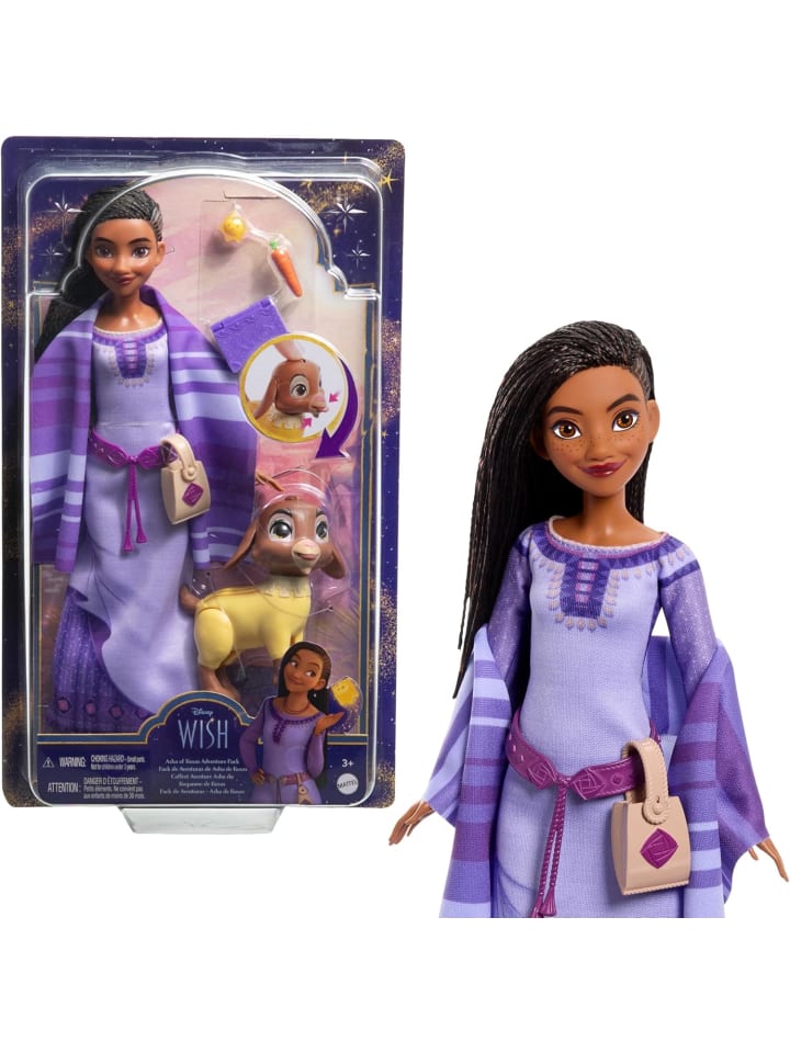 Disney WISH Asha von Rosas Abenteuerpack Puppe mit Kleid Schuhen + Zubehör 3+