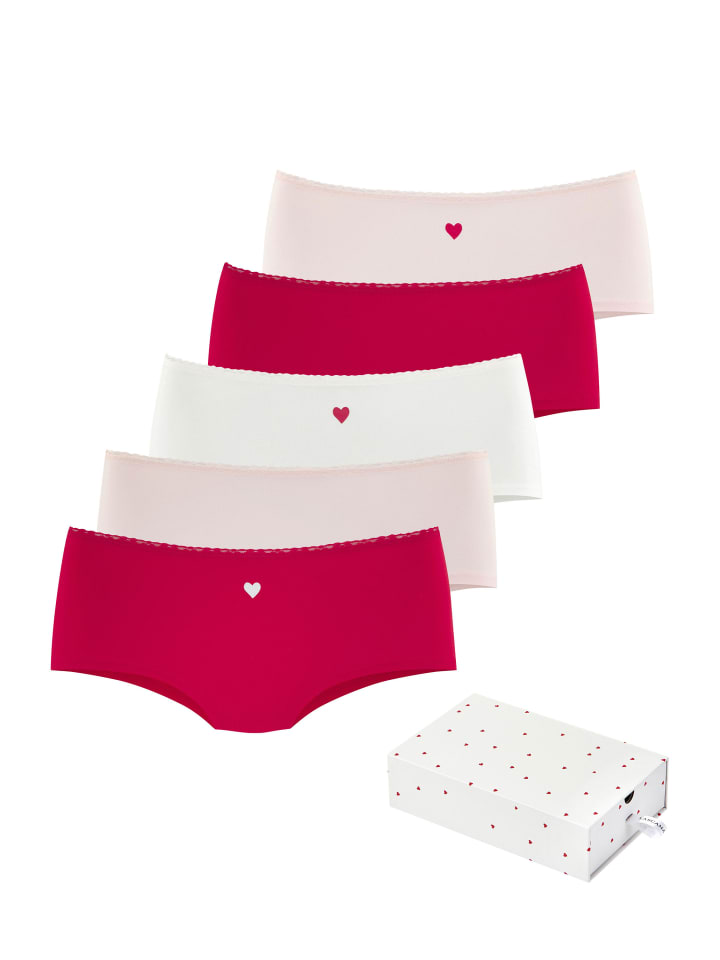 Panty in rot, creme, rosa