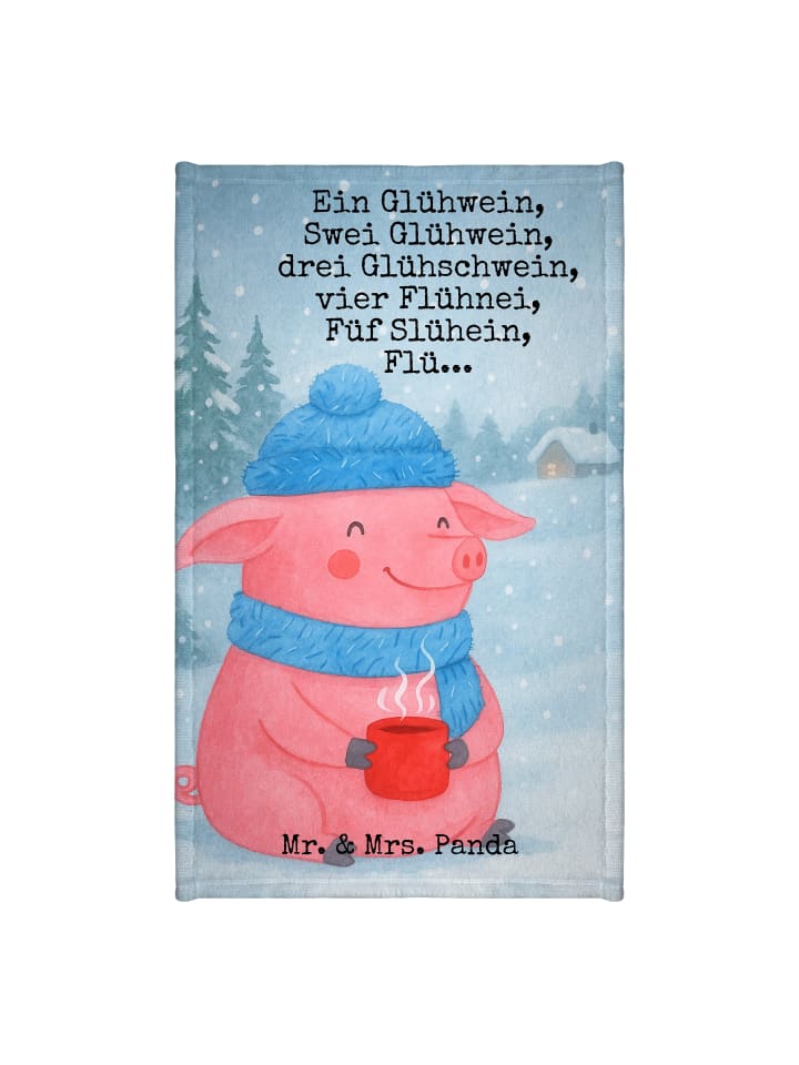 Kinderhandtuch Schweinchen Glühwein Design mit ... in Weiß