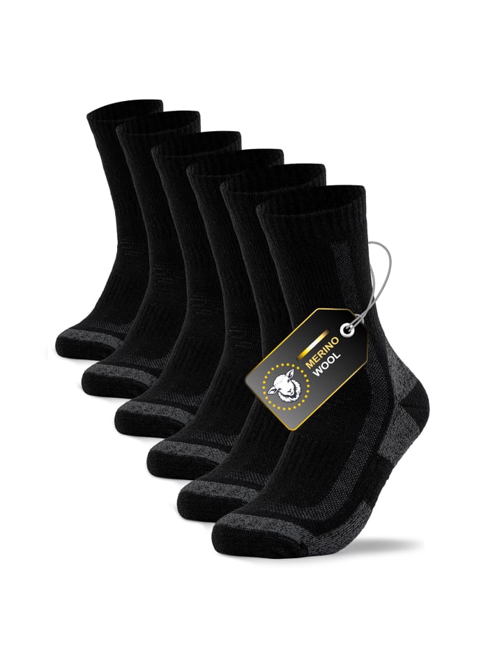 3er Pack Merino Thermo Socken Erik in Schwarz